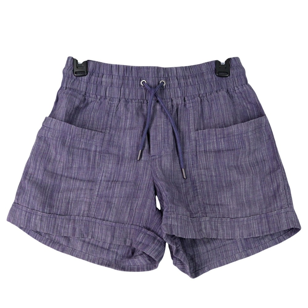 Athleta Cabo Linen 4" Short Womens 0 Drawstring Elastic Waist Casual Travel